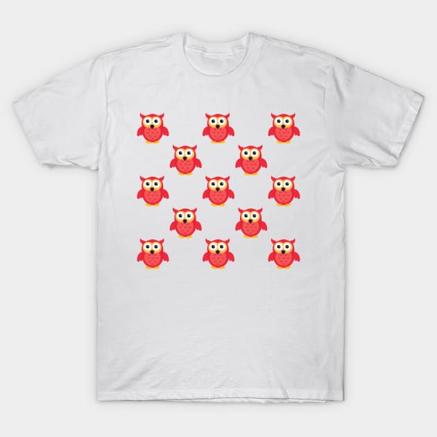 Red owl pattern T-Shirt by Murray Clothing